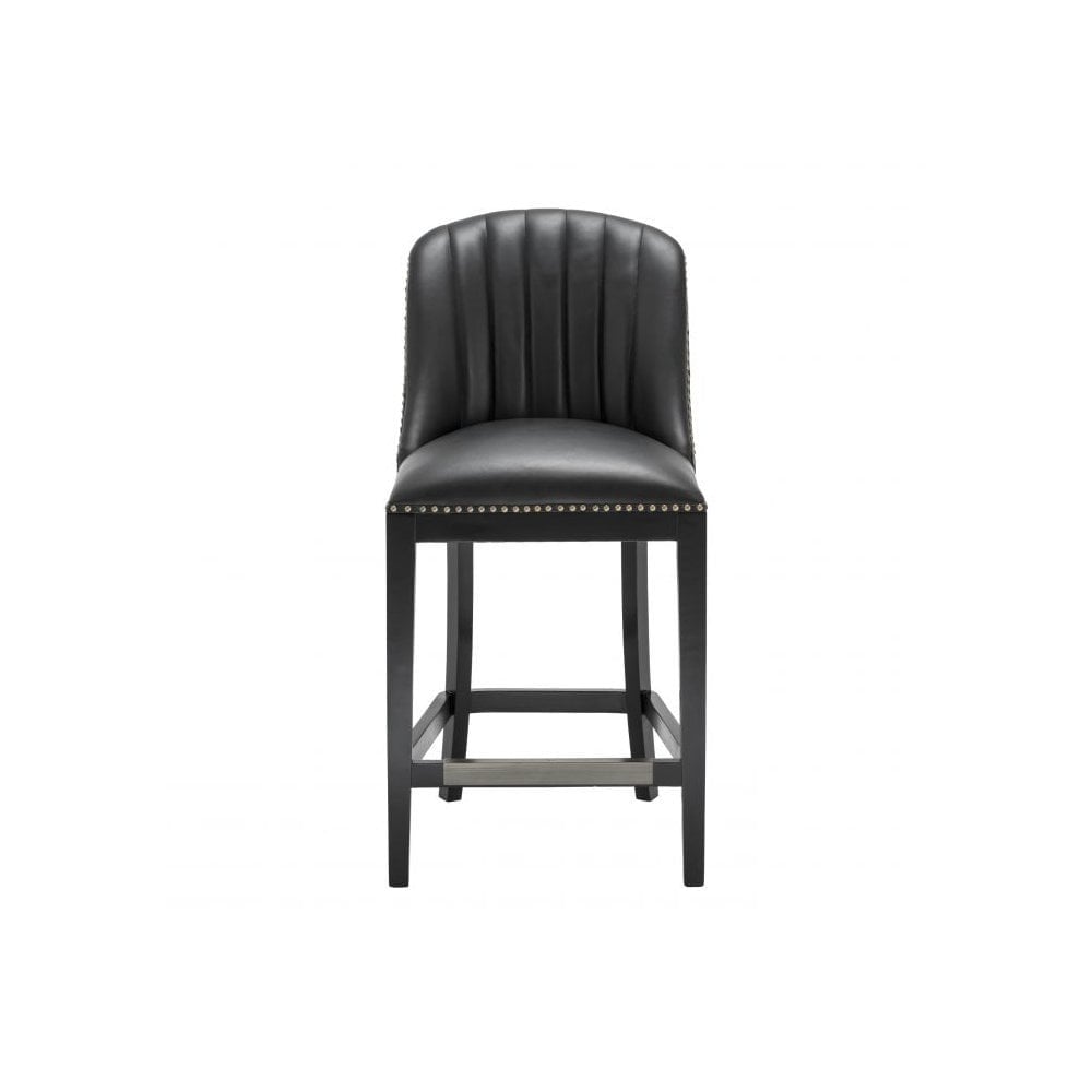 Counter Stool Balmore, Roche Black Velvet, Black Faux Leather