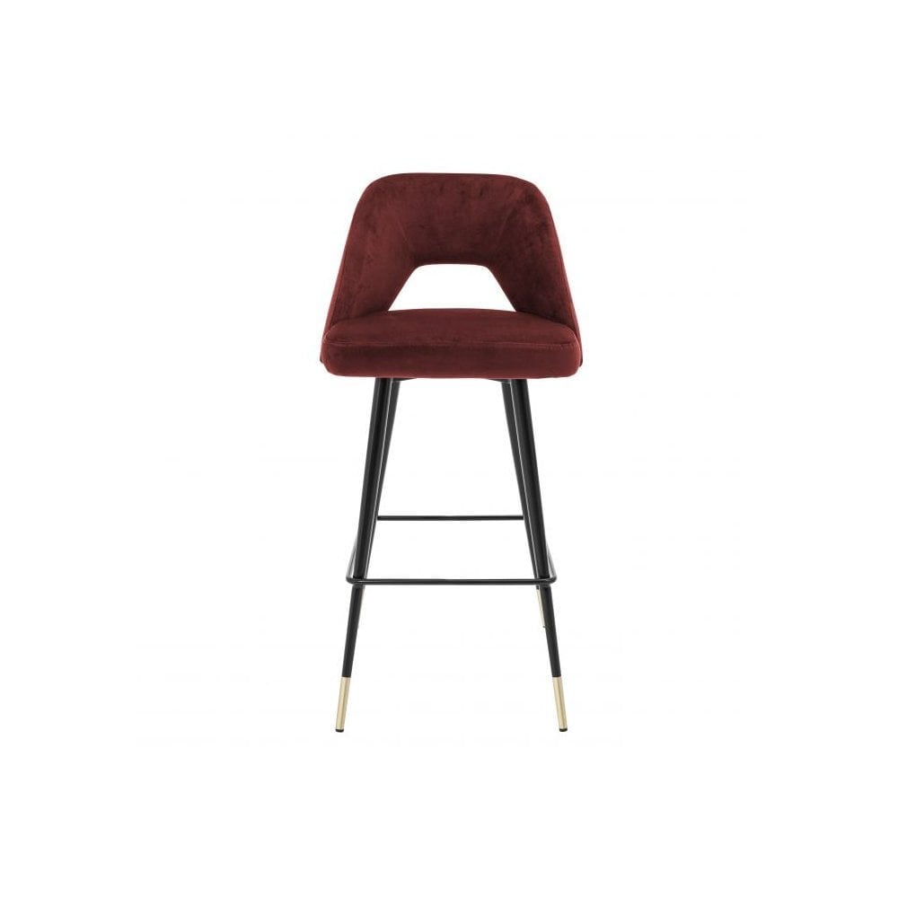 Bar Stool Avorio, Roche Bordeaux Velvet, Black & Brass Legs