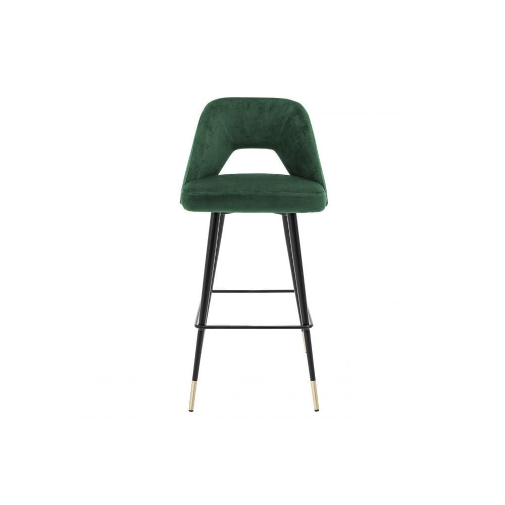 Bar Stool Avorio, Roche Green Velvet, Black & Brass Legs