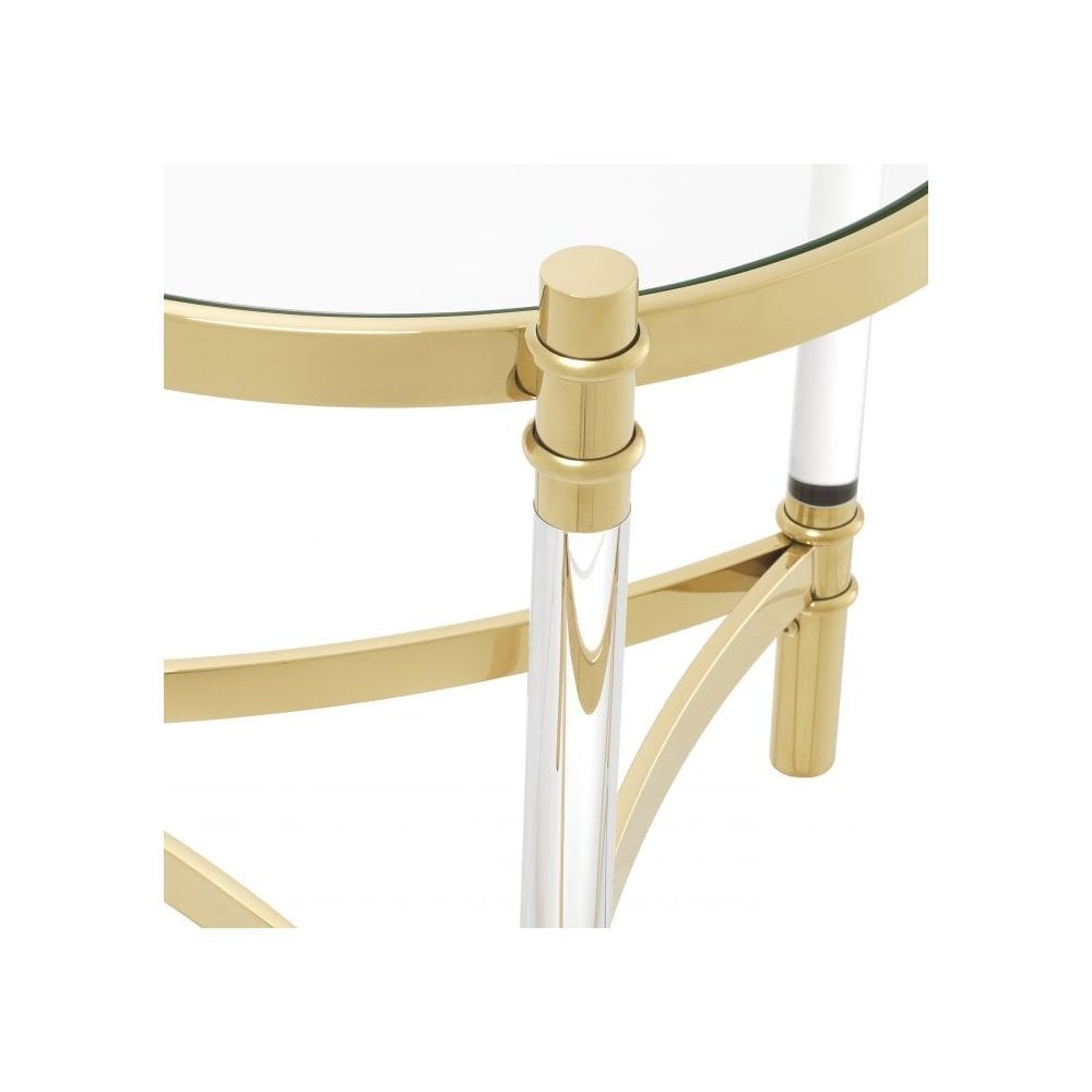 Side Table Trento, Gold Finish, Clear Acrylic