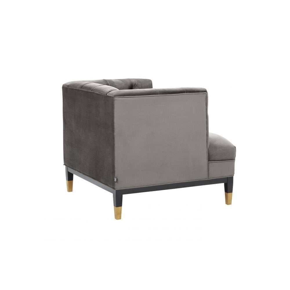 Chair Castelle, Roche Porpoise Grey Velvet, Black & Brass Legs