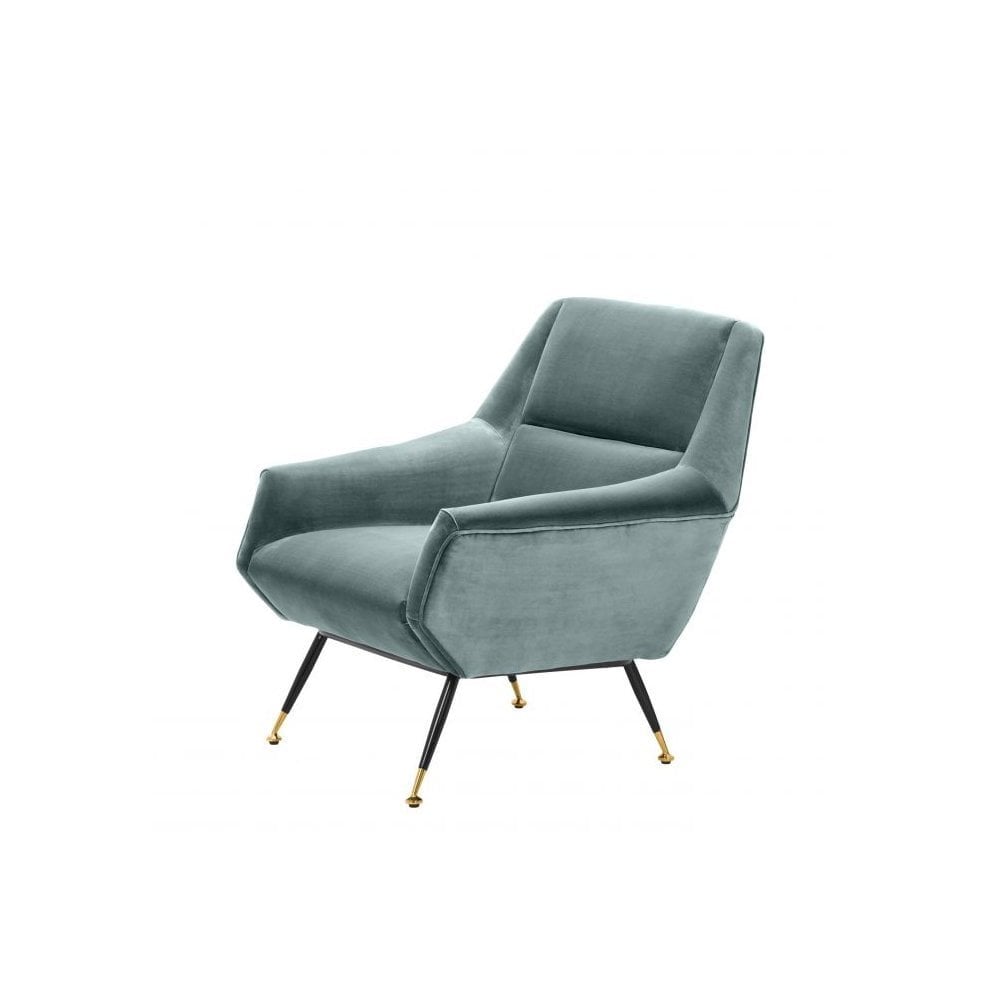 Chair Exile, Cameron Deep Turquoise, Black & Brass Legs