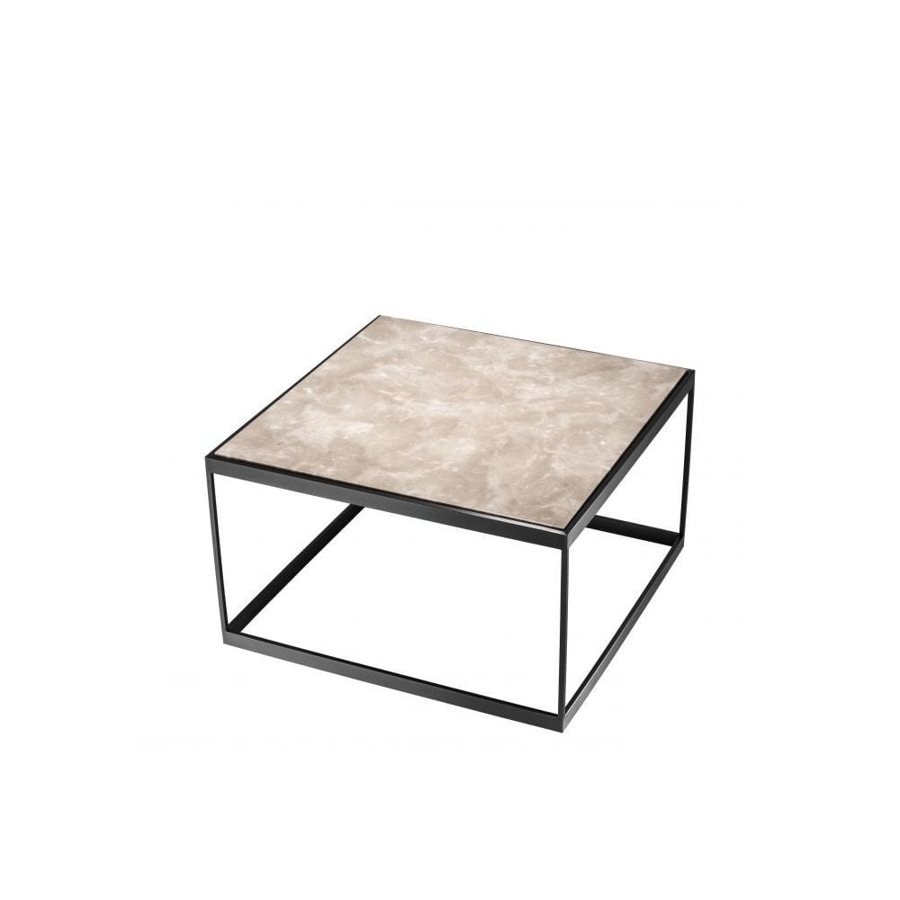 Side Table La Quinta, Bronze Finish, Beige Marble