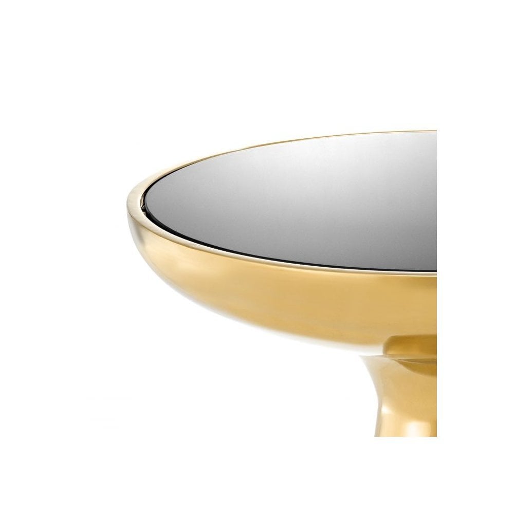 Side Table Lindos low, Gold Finish, Black Glass