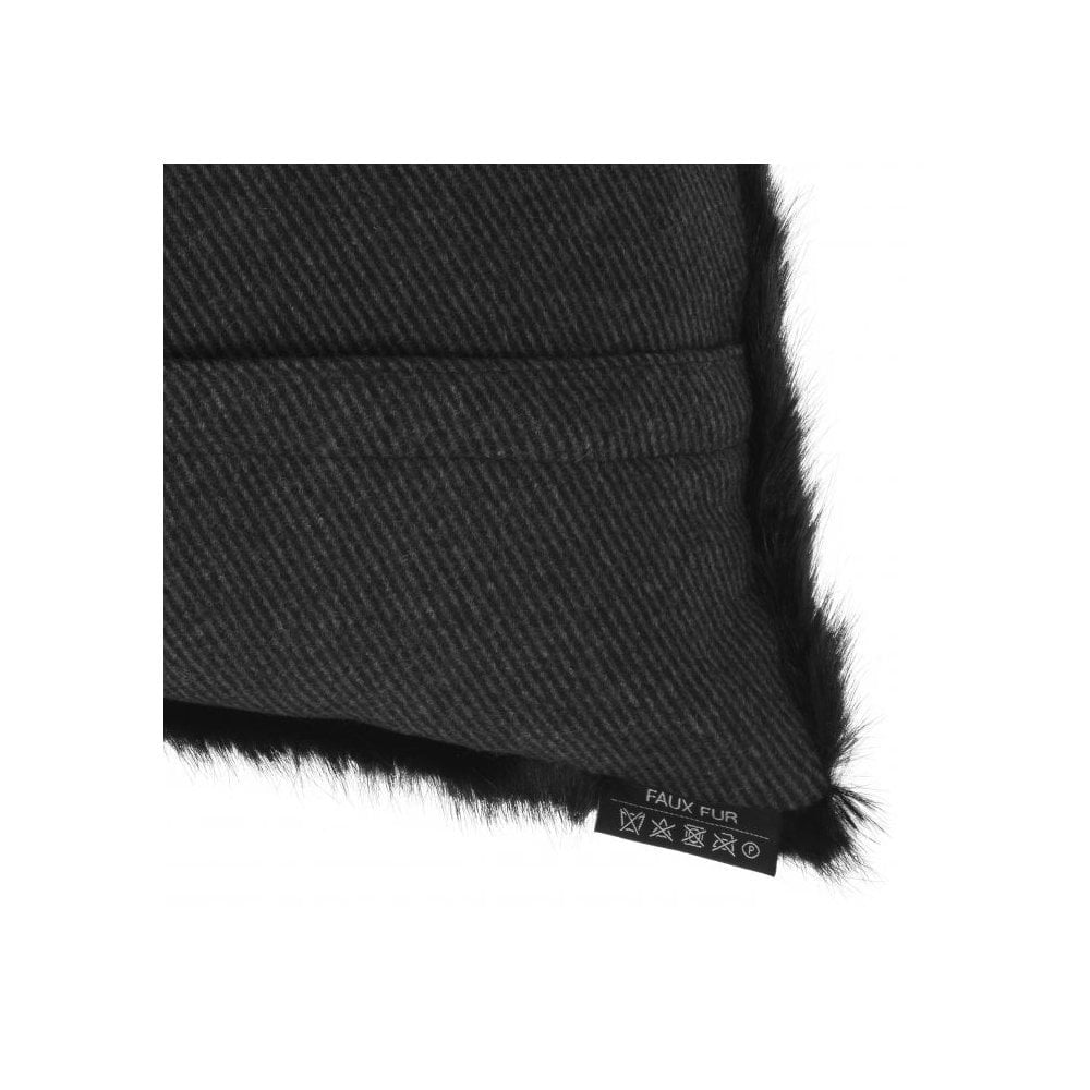 Scatter cushion Alaska, Black Faux Fur
