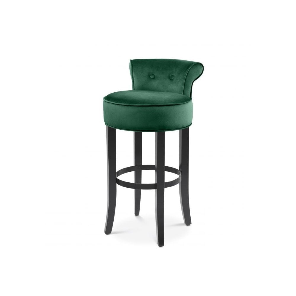 Bar Stool Sophia Loren, Roche Dark Green Velvet, Black Legs