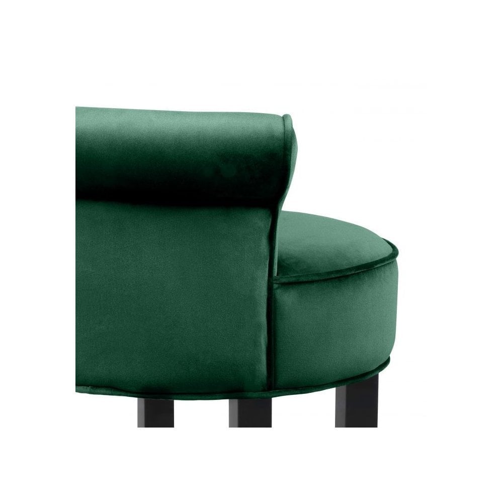 Bar Stool Sophia Loren, Roche Dark Green Velvet, Black Legs