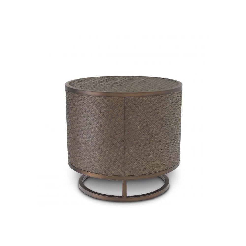 Side Table Napa Valley, Woven Oak Veneer, Bronze Finish