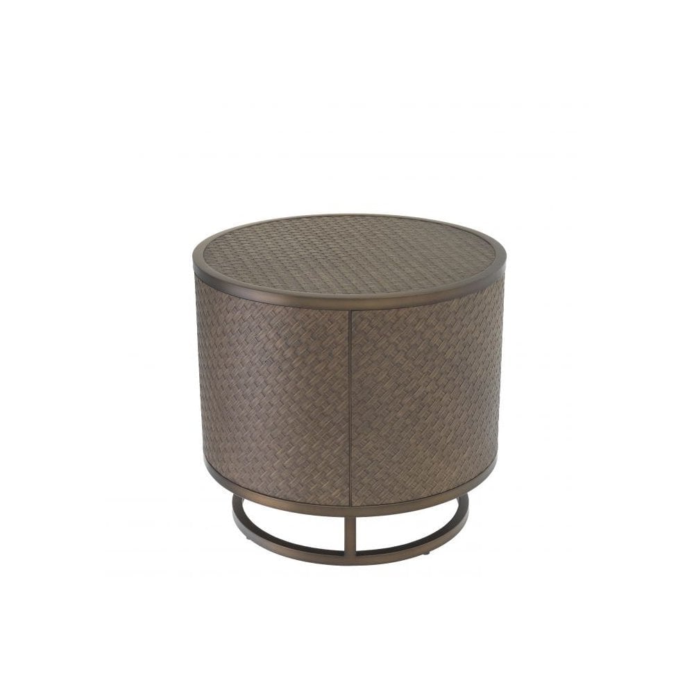 Side Table Napa Valley, Woven Oak Veneer, Bronze Finish