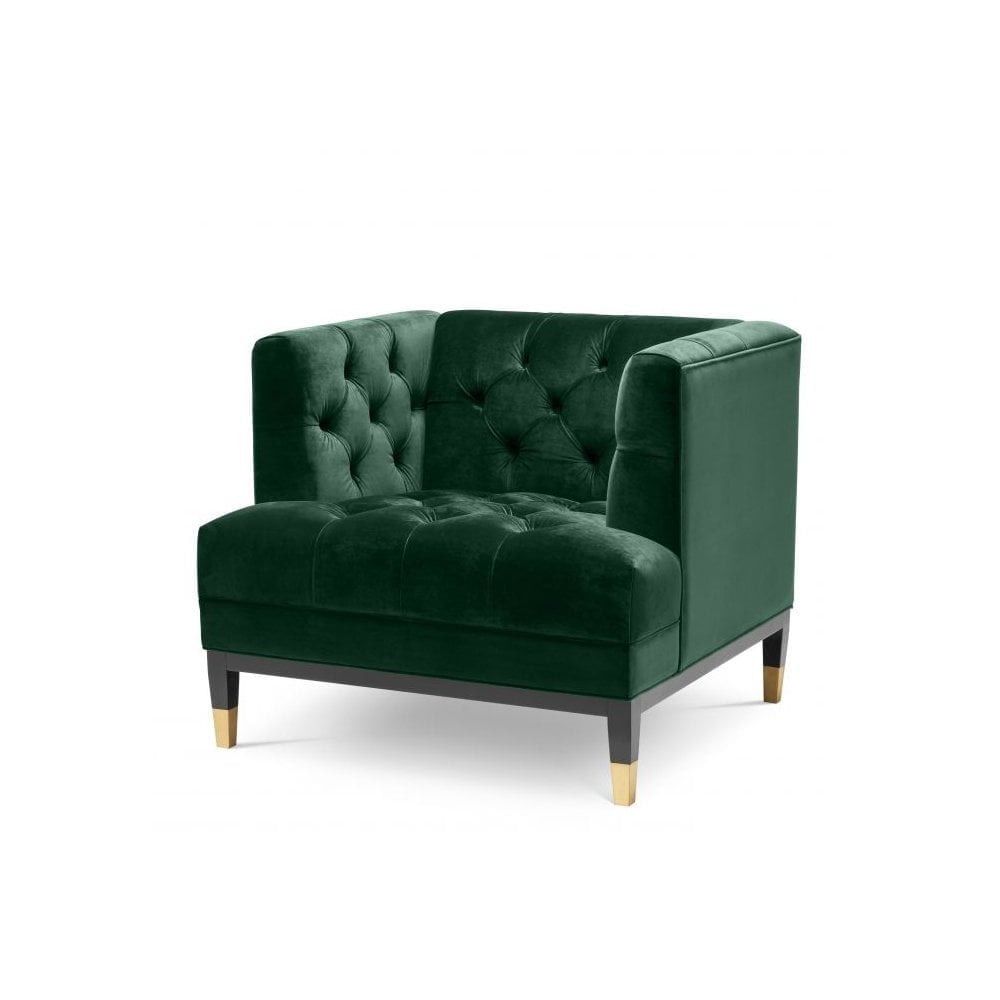 Chair Castelle, Roche Dark Green Velvet, Black & Brass Legs