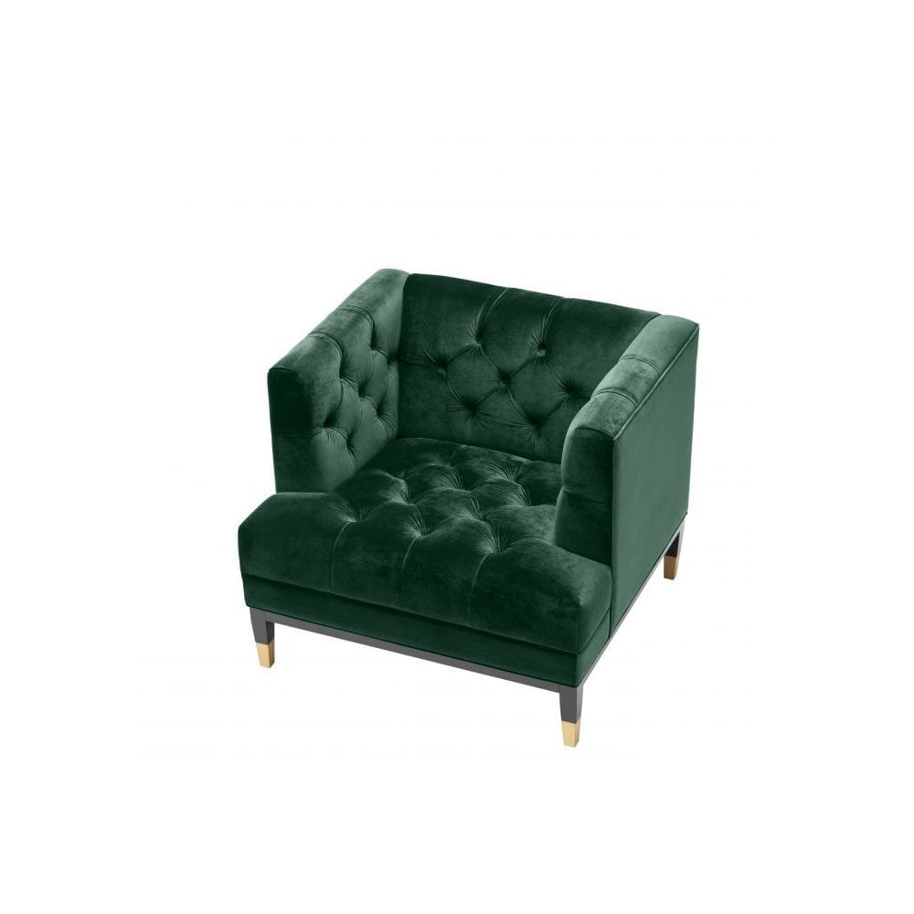 Chair Castelle, Roche Dark Green Velvet, Black & Brass Legs