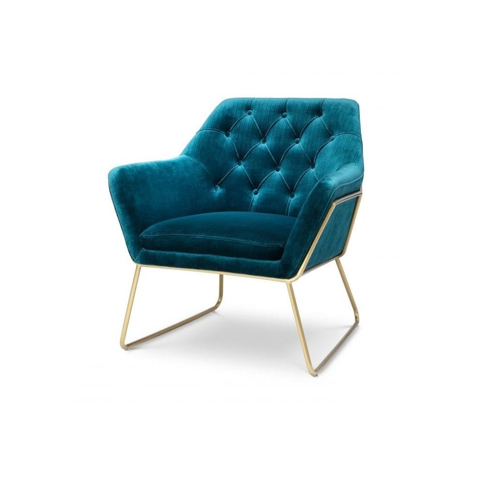 Chair Court, Catania Blue Velvet, Brushed Brass Frame