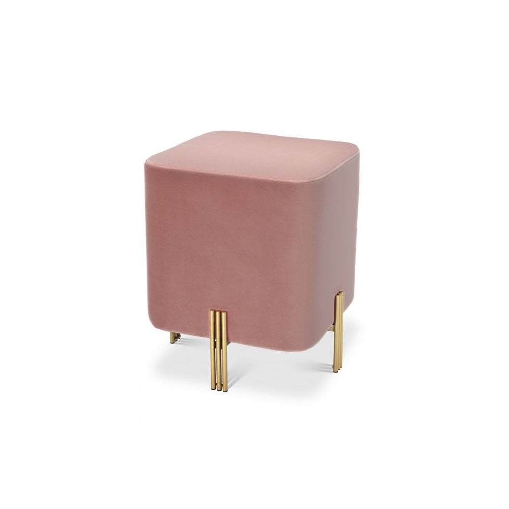 Stool Burnett, Savona Nude Velvet, Gold Finish