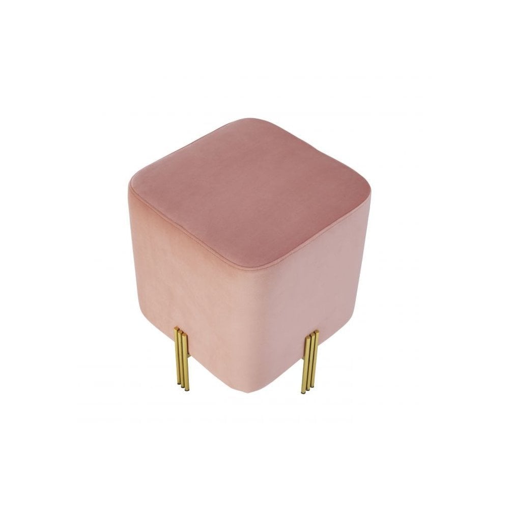 Stool Burnett, Savona Nude Velvet, Gold Finish