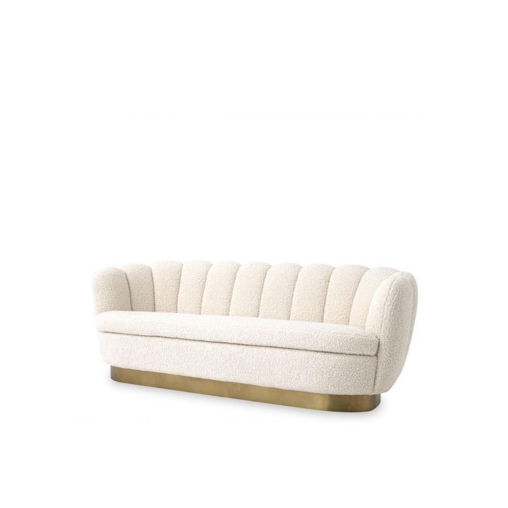 Sofa Mirage, Faux Shearling, Brushed Brass Finish Base