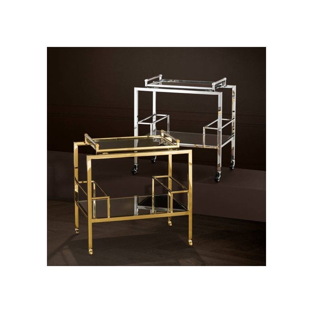 Trolley Majestic, Polished Stainless Steel, Mirror Glass