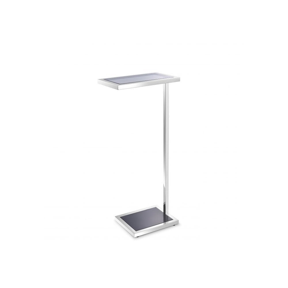 Side Table Paladin, Polished Stainless Steel, Smoke Glass Top