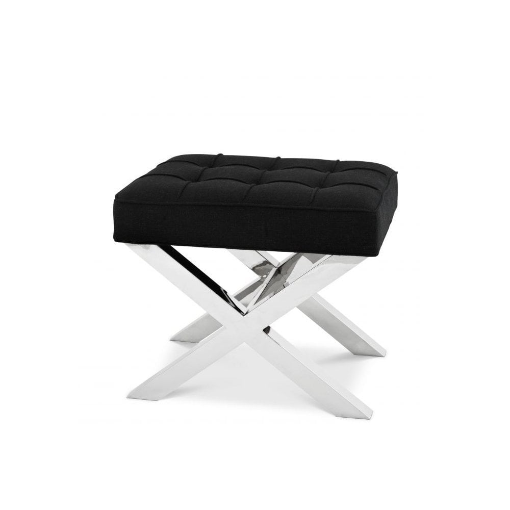 Stool Beekman Place, Panama Black, Polished Stainless Steel