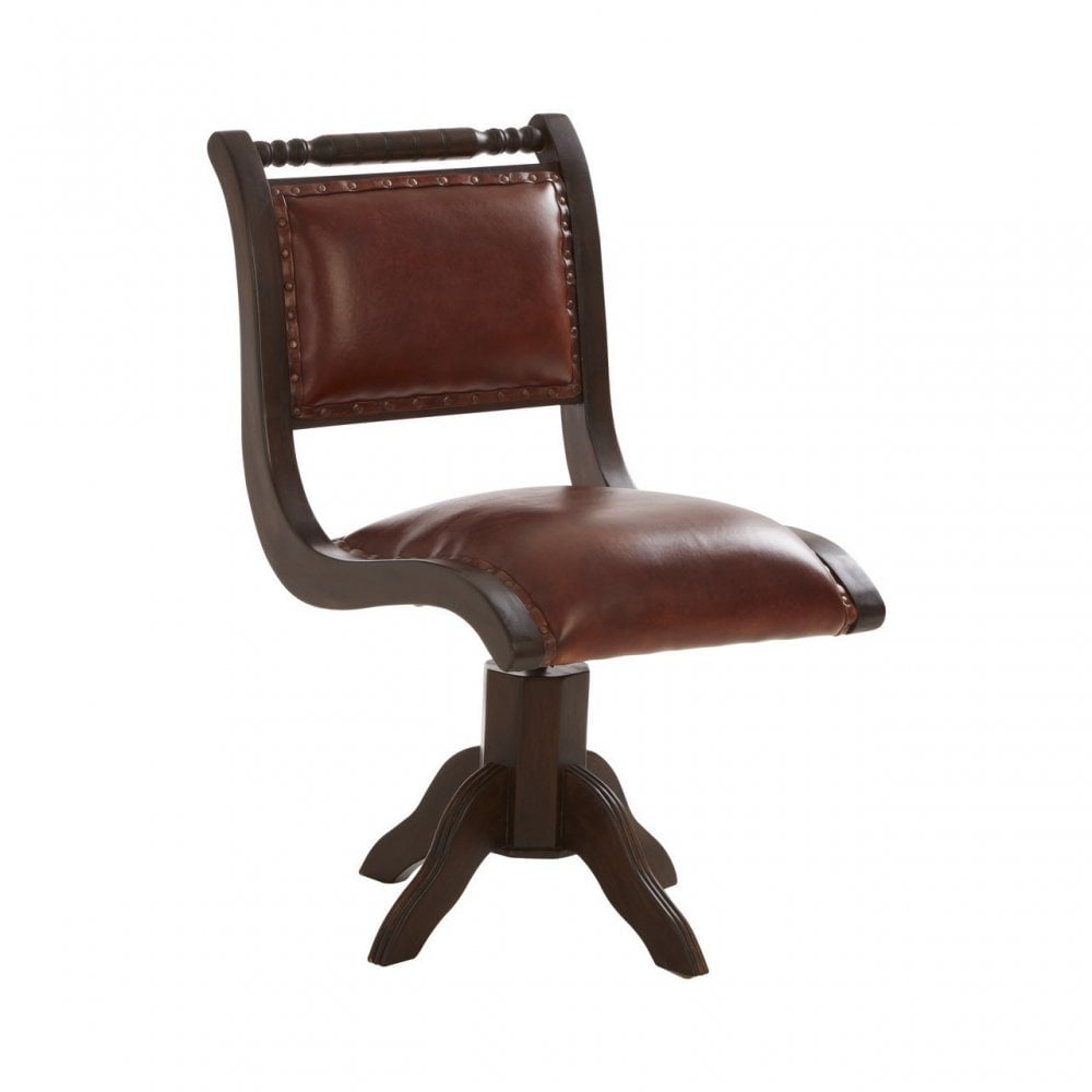 Inca Teak And Brown Swivel Chair, Brown