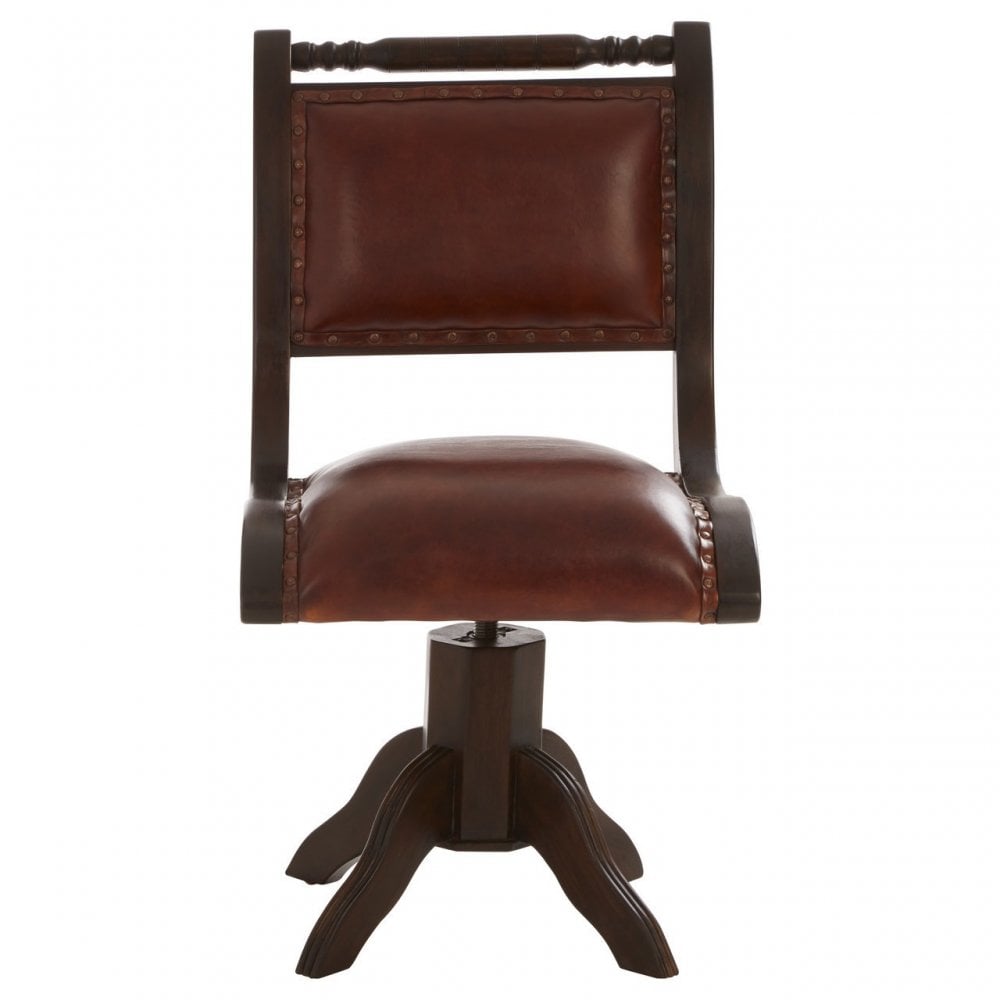 Inca Teak And Brown Swivel Chair, Brown