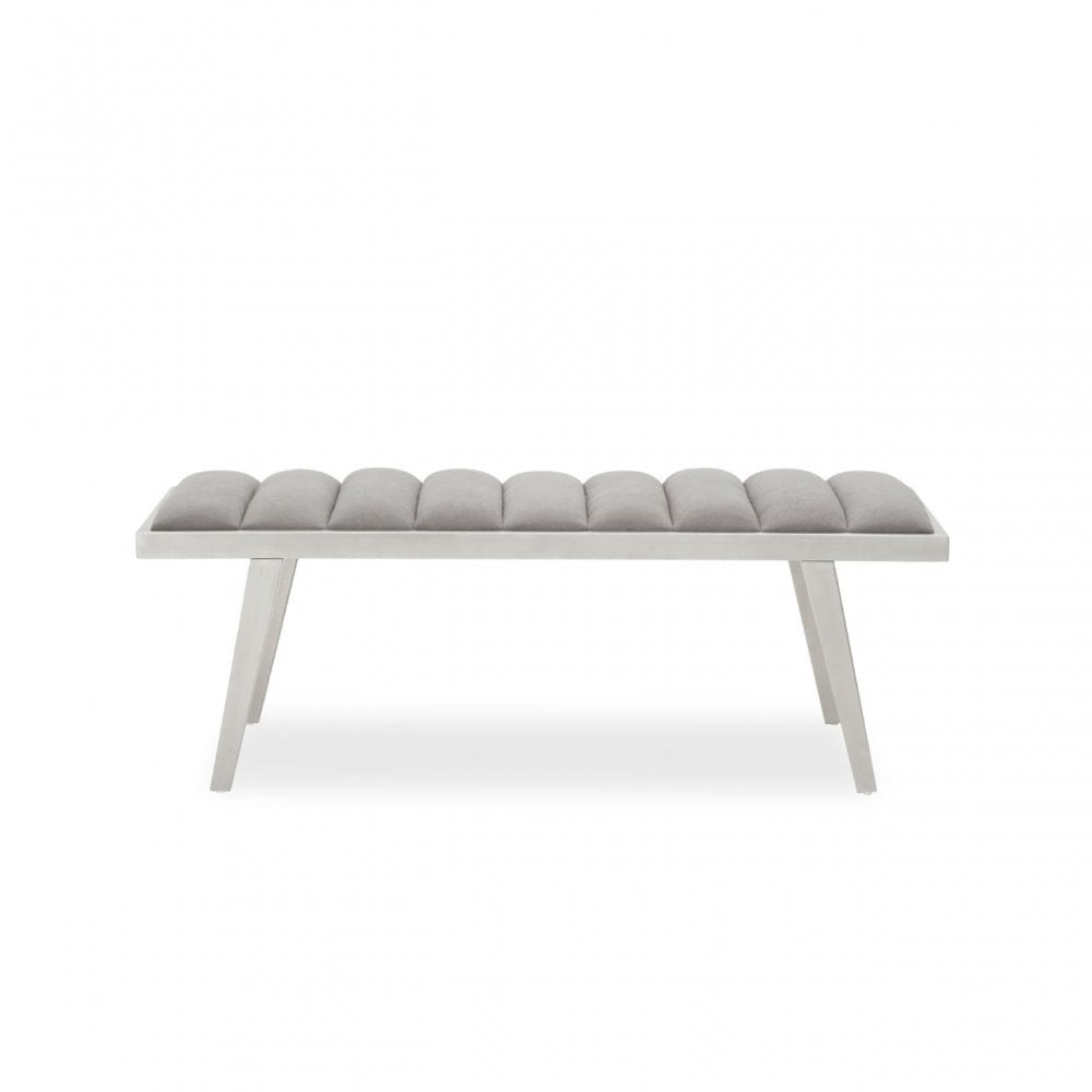 Gilden Grey Velvet Angular Bench, Grey