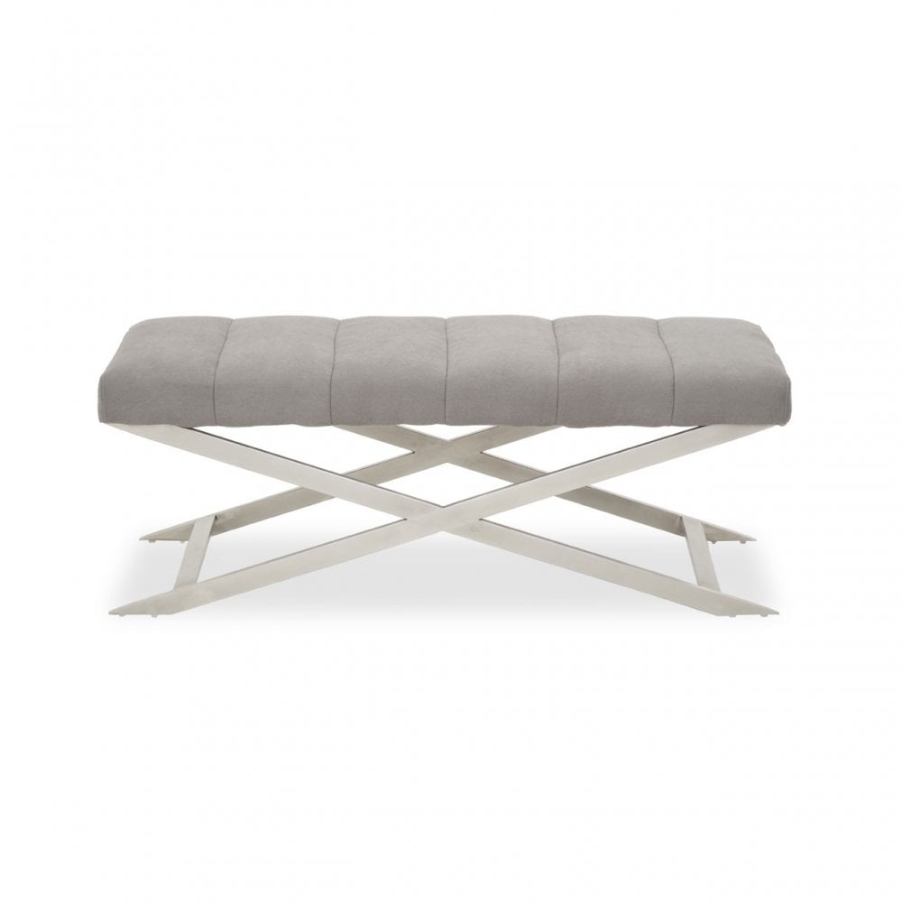 Gilden Grey Bench With Cross Base, Grey