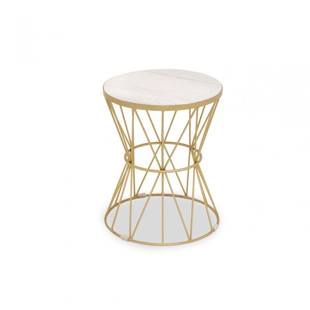 Rabia Side Table With Pinched Base, White