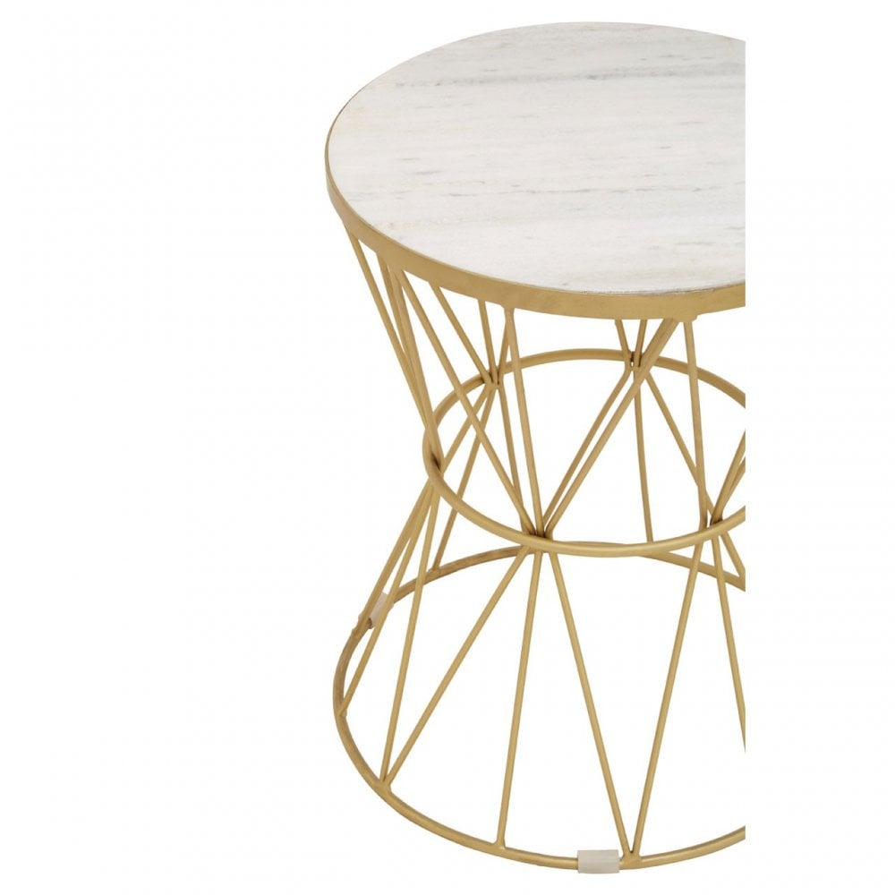 Rabia Side Table With Pinched Base, White