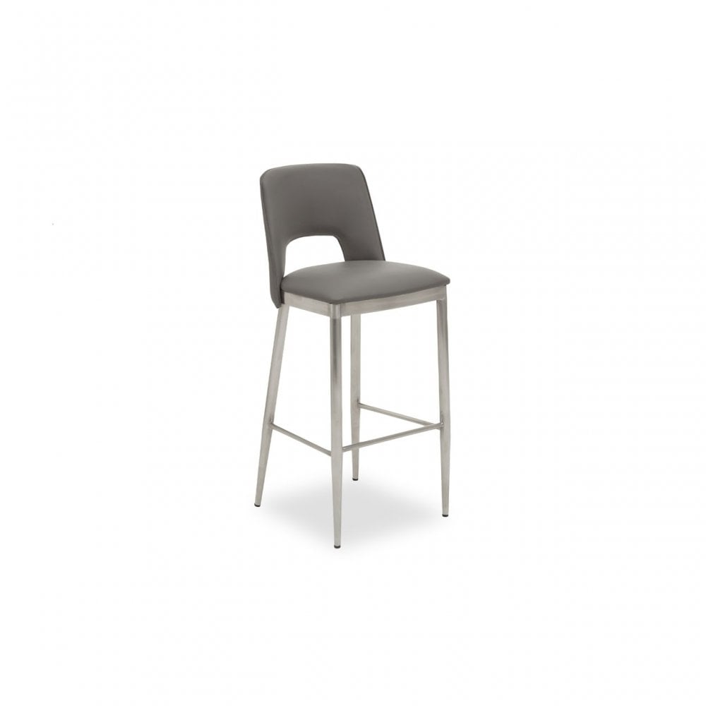 Gilden Grey Leather Effect Bar Chair, Grey