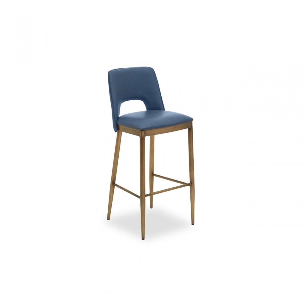 Gilden Blue Leather Effect Bar Chair, Blue