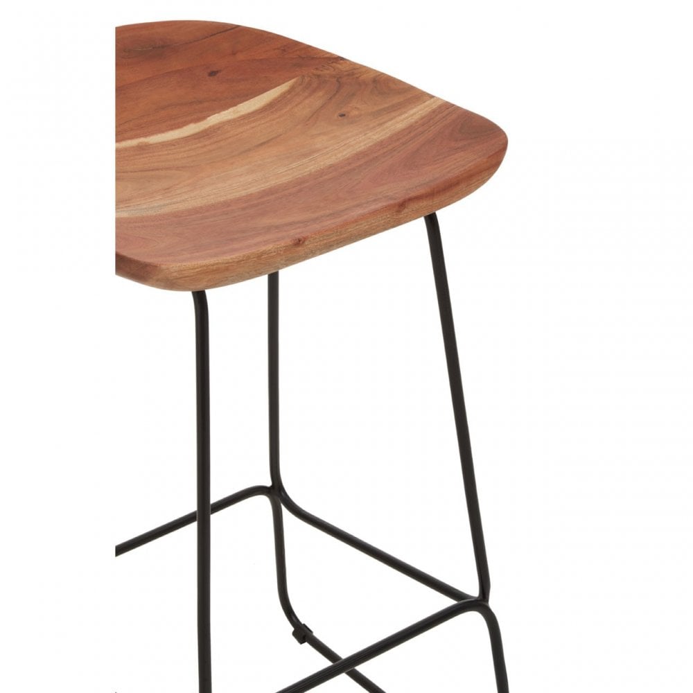 Nandri Black Frame Bar Stool, Natural