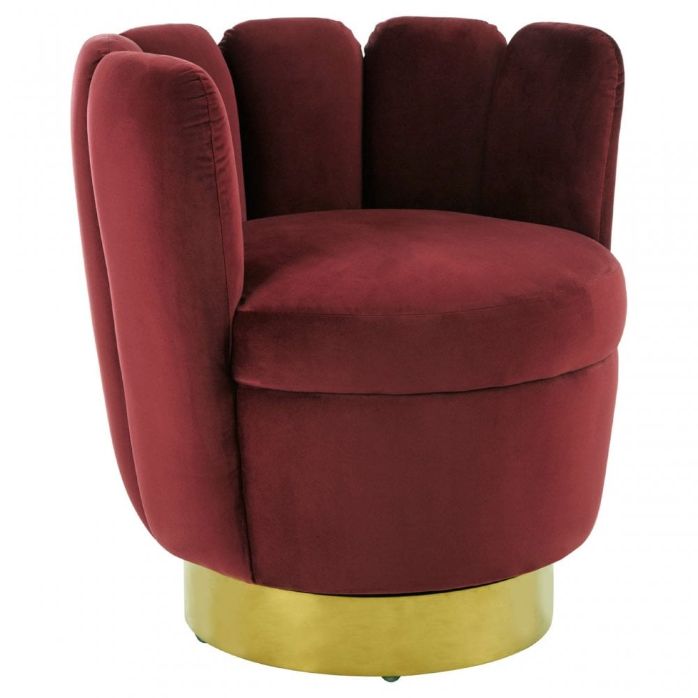 Beauly Wine Velvet Chair, Red