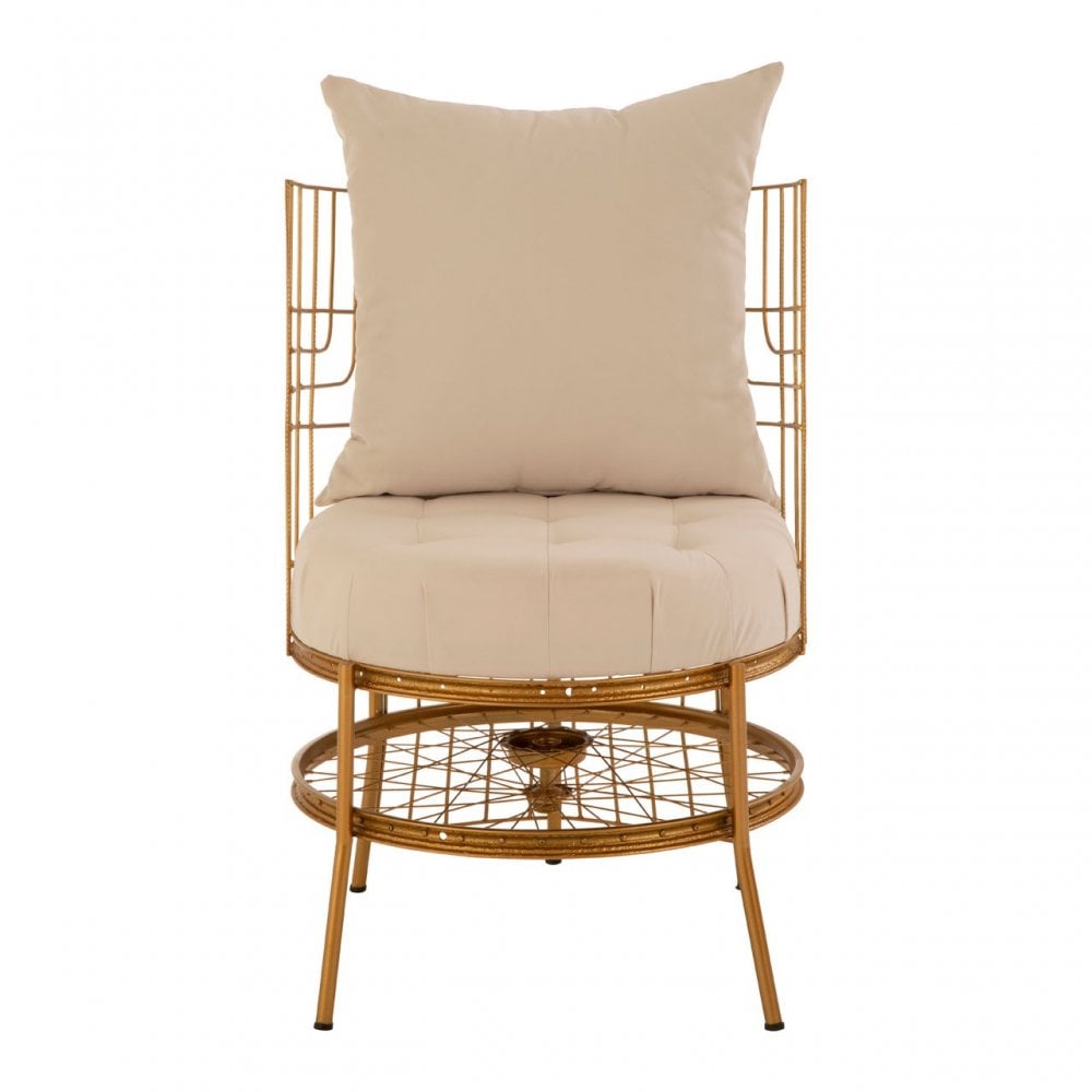 Mantis Gold Finish Chair With Cushion, Gold