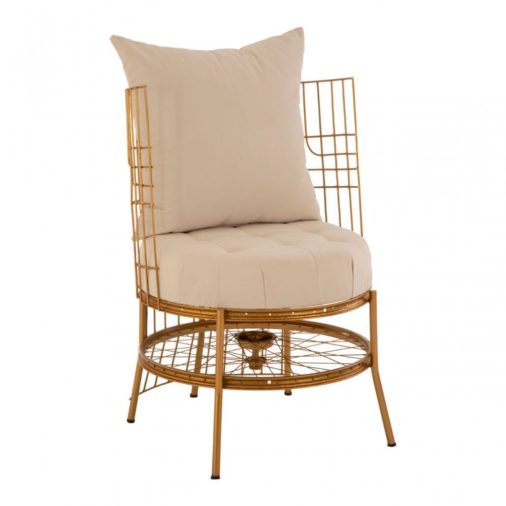 Mantis Gold Finish Chair With Cushion, Gold