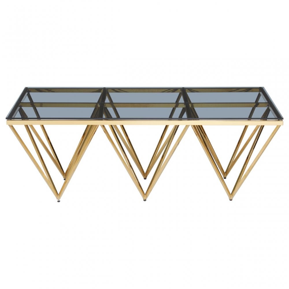 Allure Gold Spike Triangles Coffee Table, Gold