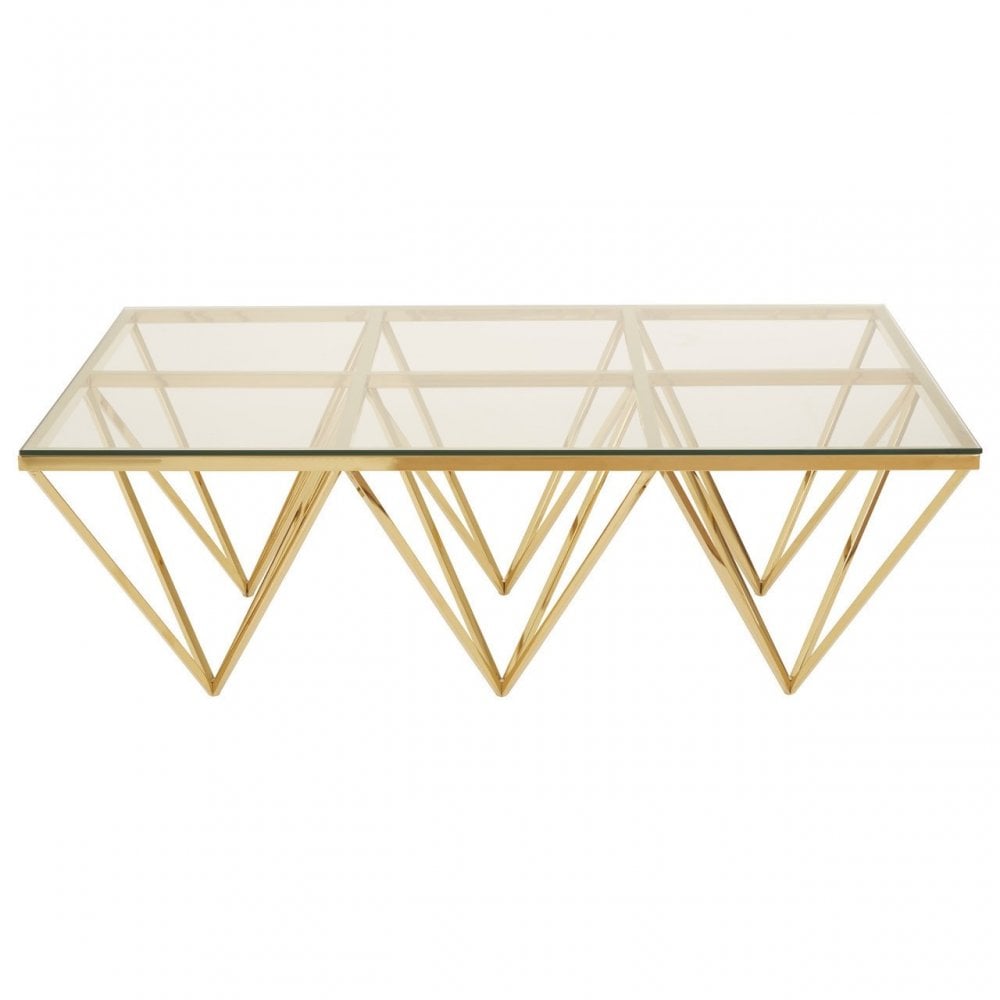 Allure Gold Spike Triangles Coffee Table, Gold