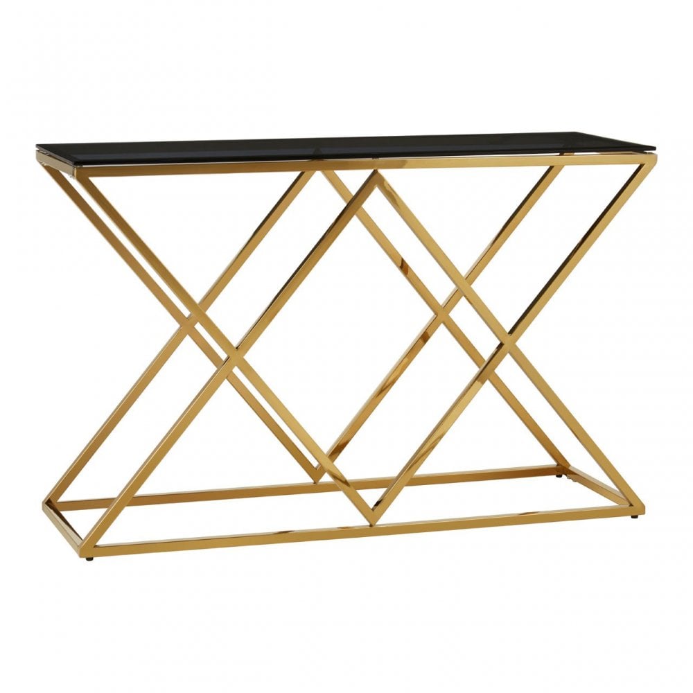 Allure Gold Finish Console Table, Gold