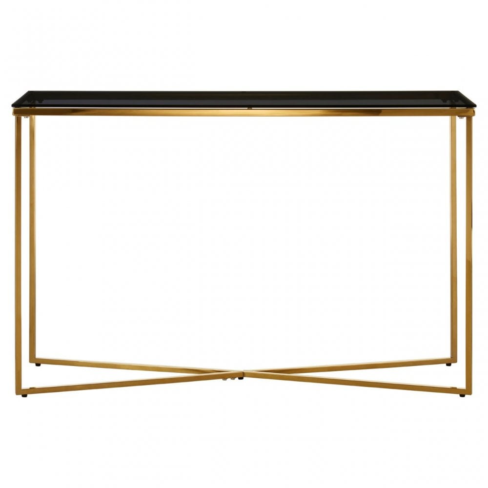 Allure Cross Base Console Table, Gold