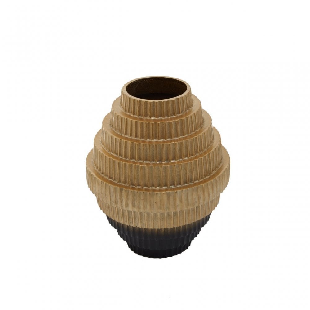 Deomali Large Ombre Gold And Black Vase, Gold