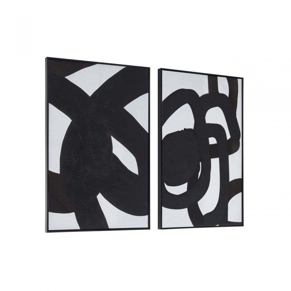 Astratto 2Pc Abstract Wall Art, Black