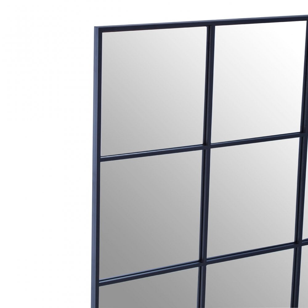 Grid Wall Mirror With Black Finish Frame, Black