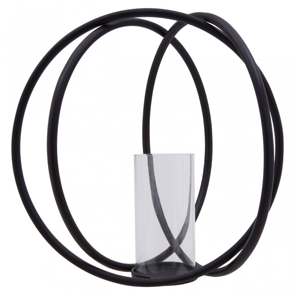 Aura Matte Black Large Candle Holder, Black