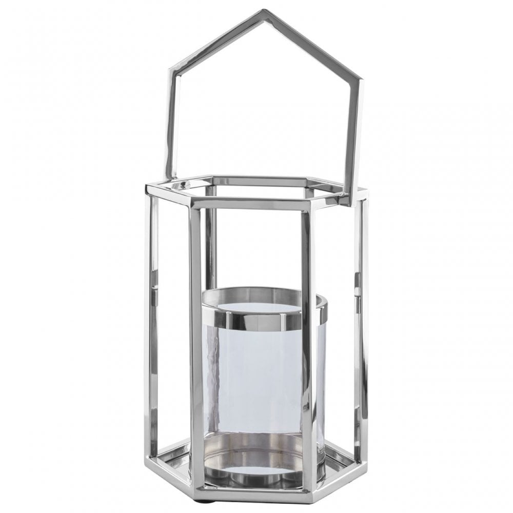 Herber Small Silver Hexagonal Lantern, Silver