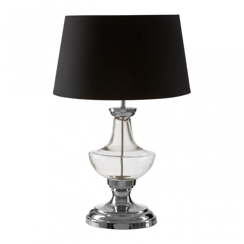 Skye Table Lamp With Clear Base, Silver