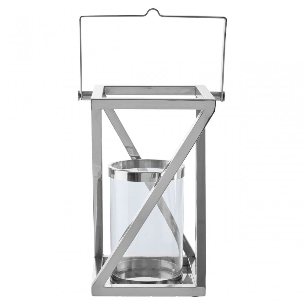 Cruzar Small Silver Criss Cross Lantern, Silver