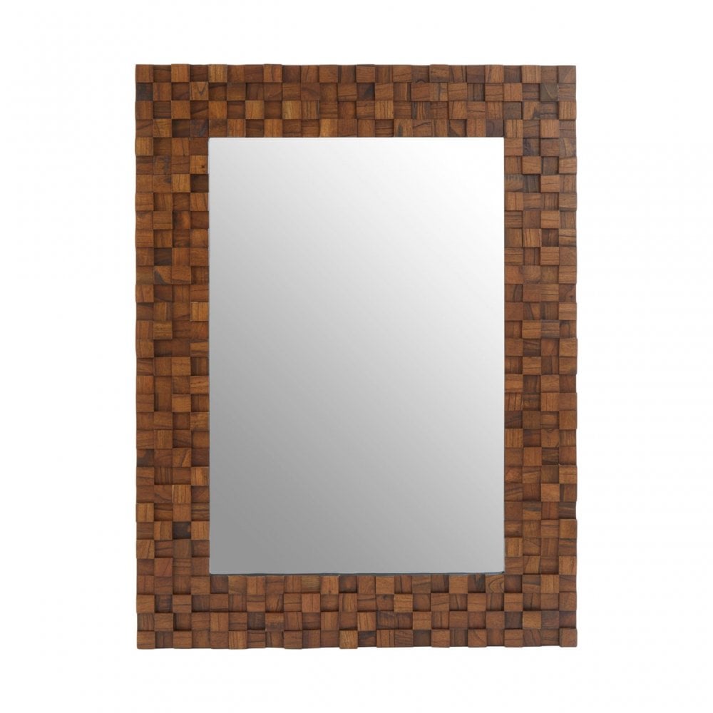 Dimensional Squares Wall Mirror, Brown