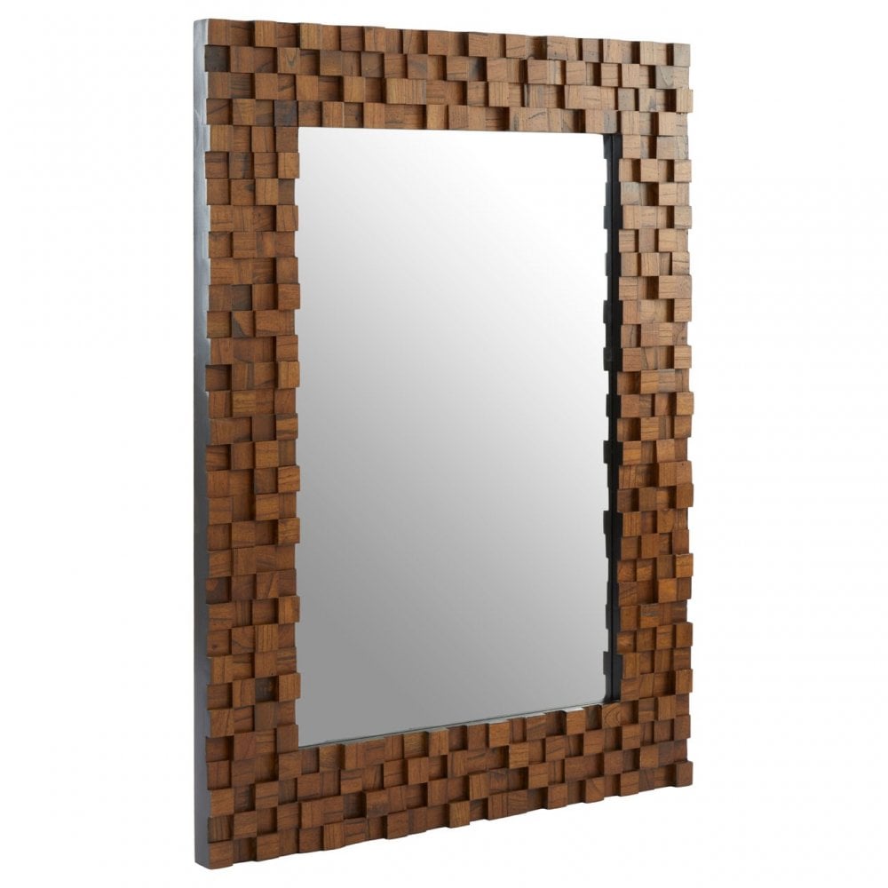 Dimensional Squares Wall Mirror, Brown