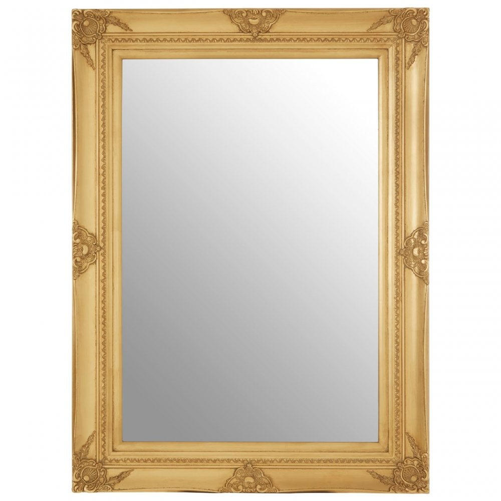 Baroque Rectangular Gold Wall Mirror, Gold