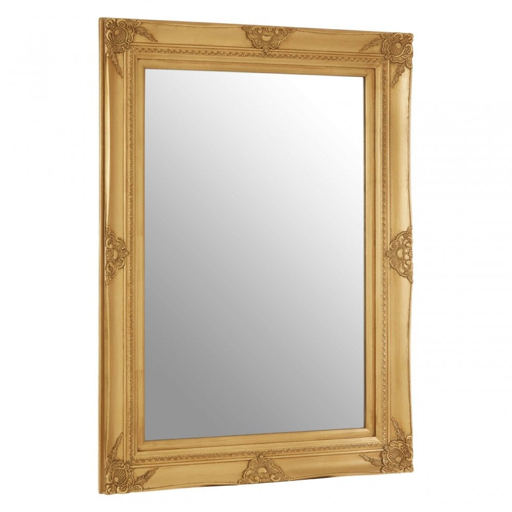 Baroque Rectangular Gold Wall Mirror, Gold