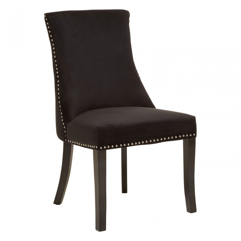 Kensington Townhouse Black Velvet Dining Chair, Black